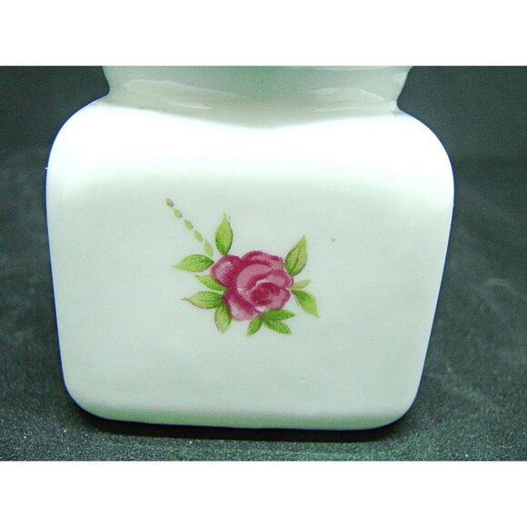 Vintage Hand Painted Floral Apothecary Trinket Ceramic Jar White Violet Flowers - Picture 5 of 10